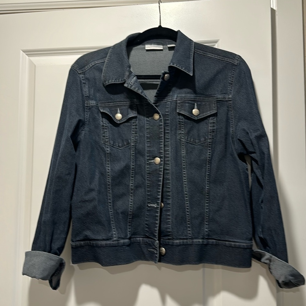 Women’s Halogen dark blue stretch denim juacket size XL